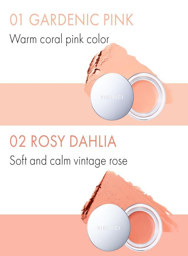 فيديفيتشي أحمر خدود كريمي VIDIVICI Millennial Glow رقم 02 Rosy Dahlia - أحمر خدود كريمي للوجه والخدود لبشرة ناعمة وحريرية - لمسة نهائية ناعمة من الساتان مع لون طبيعي - للبشرة الفاتحة إلى المتوسطة، 0.21 أونصة. - Image 4